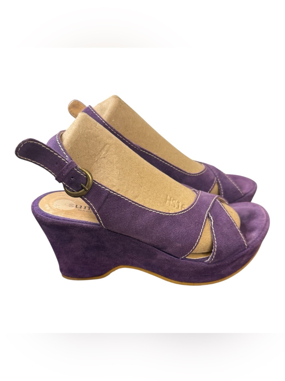 Sundance Purple Suede Slingback Wedge Sandals size 36